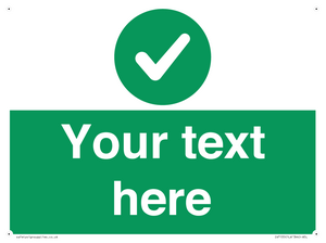 Custom green background, green circle with tick